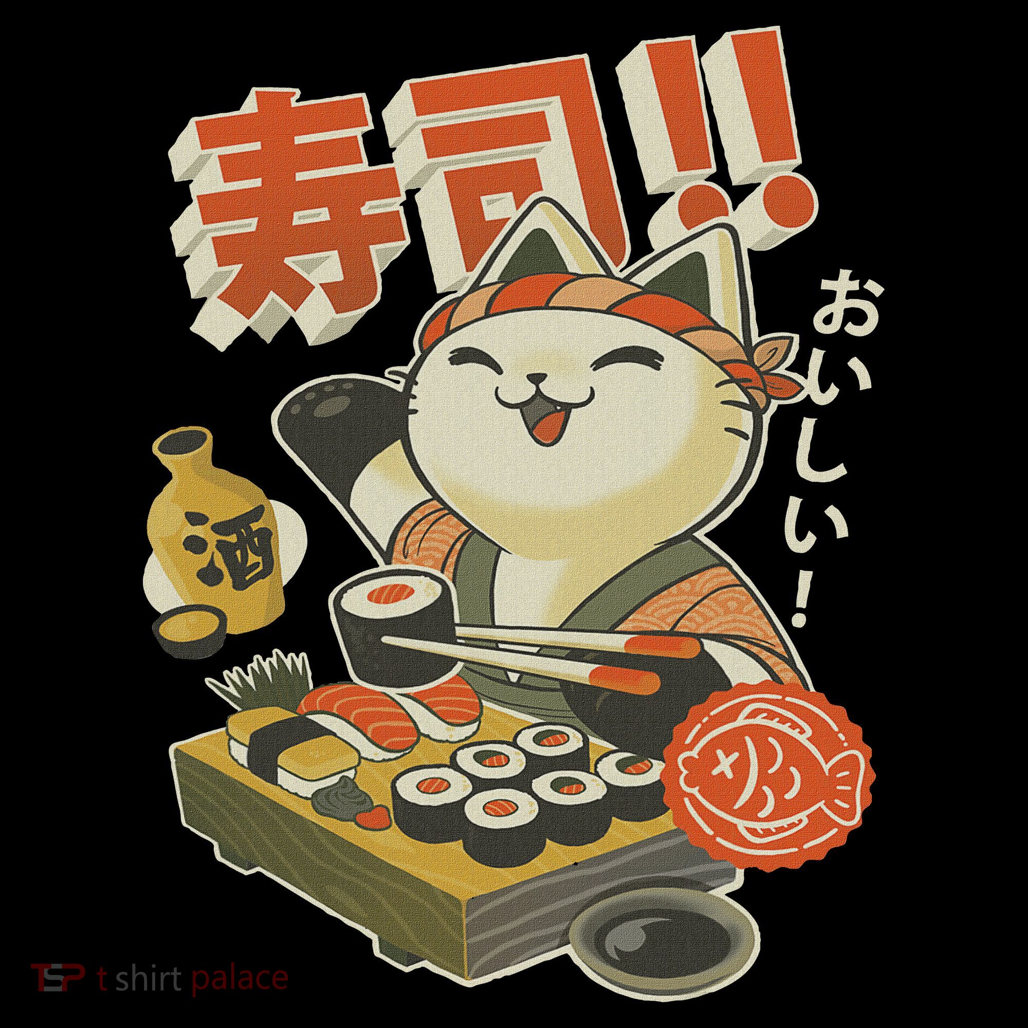 Funny Sushi Cat Chef Button