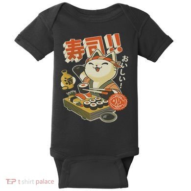 Funny Sushi Cat Chef Baby Bodysuit