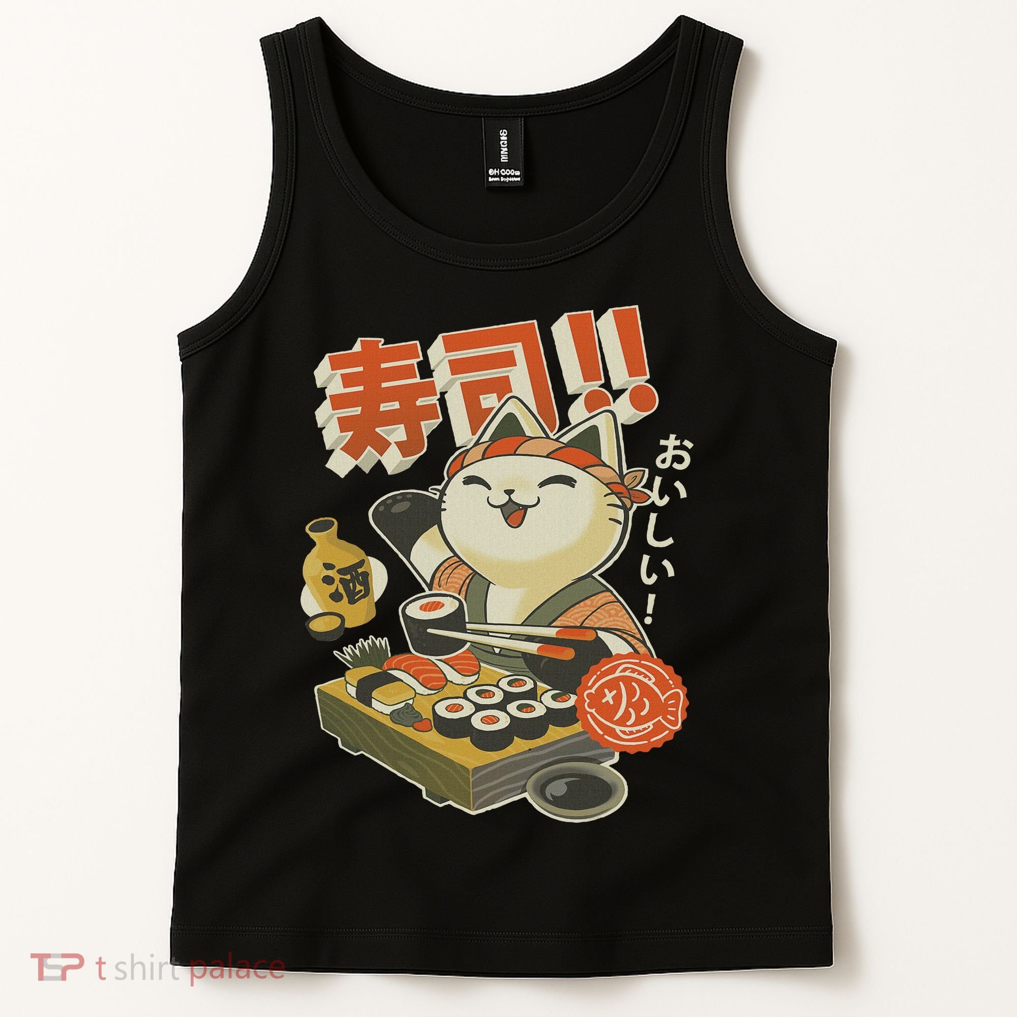 Funny Sushi Cat Chef Tank Top