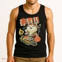 Funny Sushi Cat Chef Tank Top thumb 3