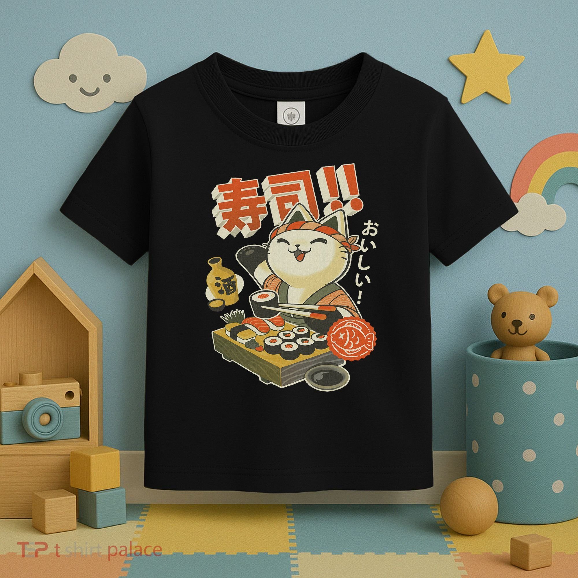 Funny Sushi Cat Chef Toddler T-Shirt
