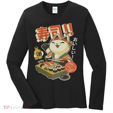 Funny Sushi Cat Chef Women's Long Sleeve Shirt