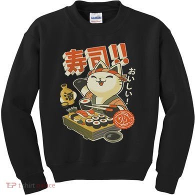 Funny Sushi Cat Chef Kids Sweatshirt