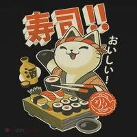 Funny Sushi Cat Chef Kids Long Sleeve Shirt thumb 2