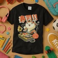Funny Sushi Cat Chef Kids T-Shirt thumb 3