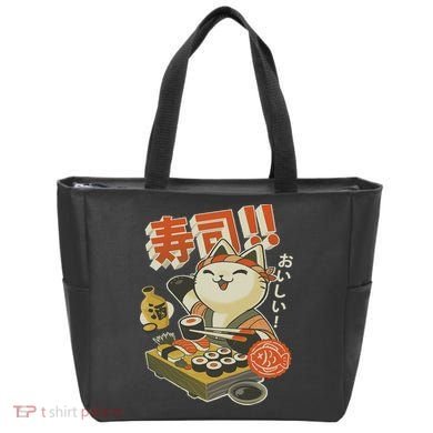 Funny Sushi Cat Chef Tote Bag
