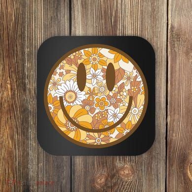 Floral Smiley Cute Gift Coaster