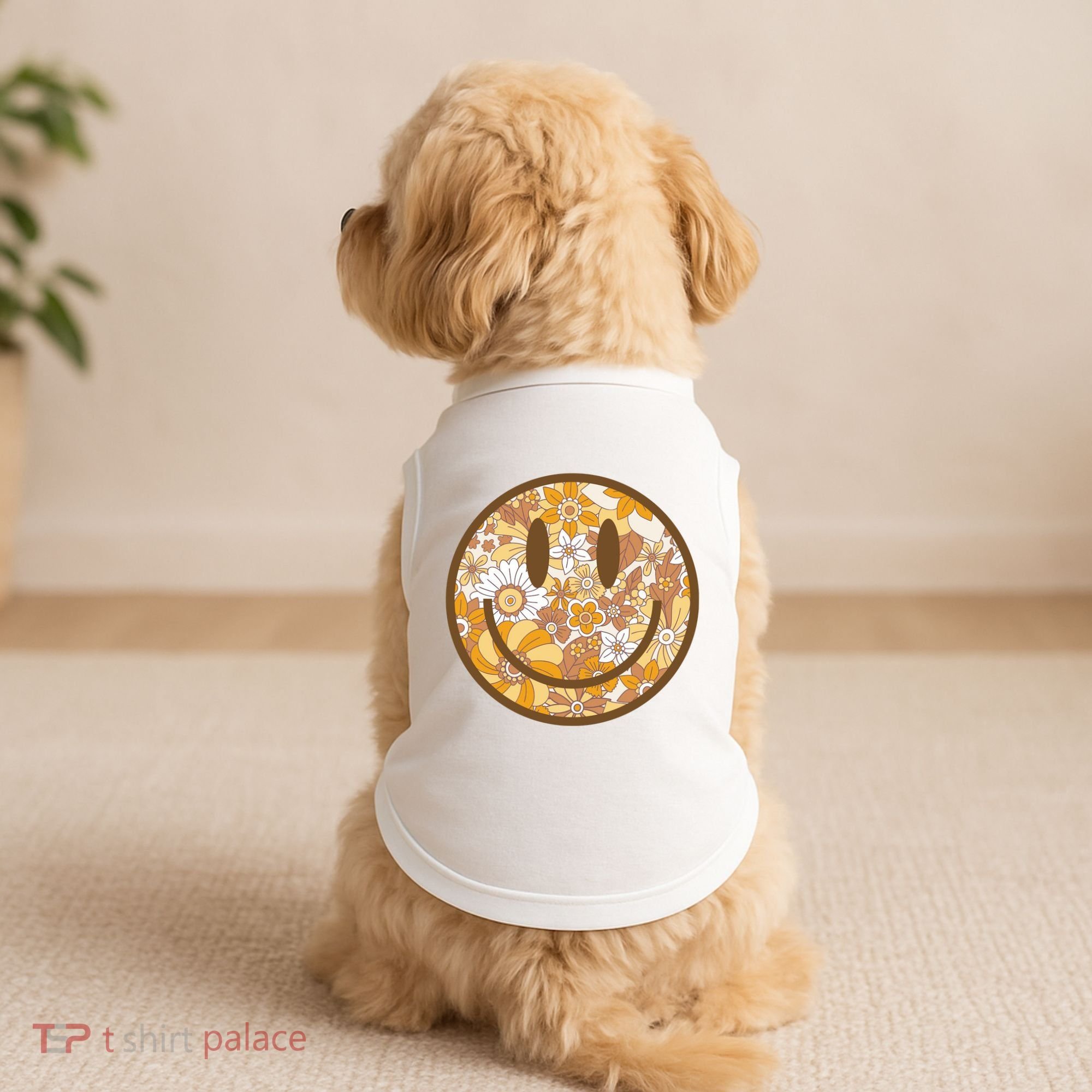Floral Smiley Cute Gift Doggie Tank