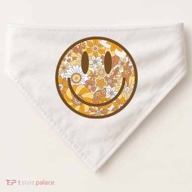 Floral Smiley Cute Gift USA-Made Doggie Bandana