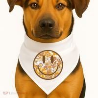 Floral Smiley Cute Gift USA-Made Doggie Bandana thumb 1