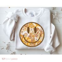 Floral Smiley Cute Gift Sweatshirt thumb 2