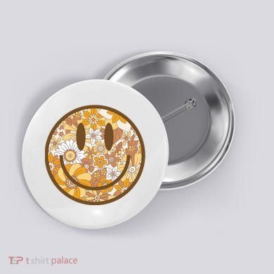 Floral Smiley Cute Gift Button