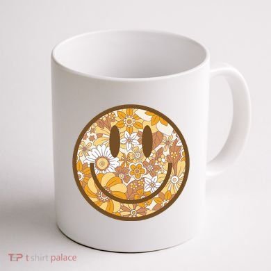 Floral Smiley Cute Gift Coffee Mug back