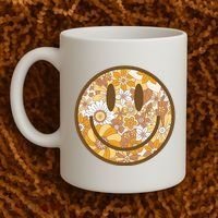 Floral Smiley Cute Gift Coffee Mug thumb 2