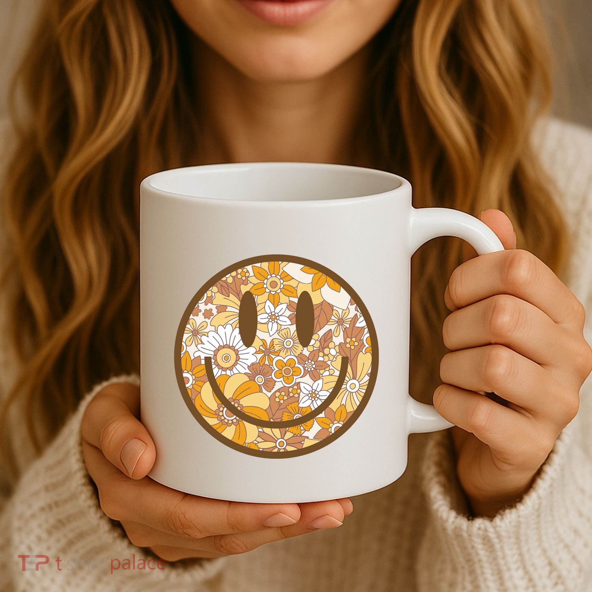 Floral Smiley Cute Gift Coffee Mug