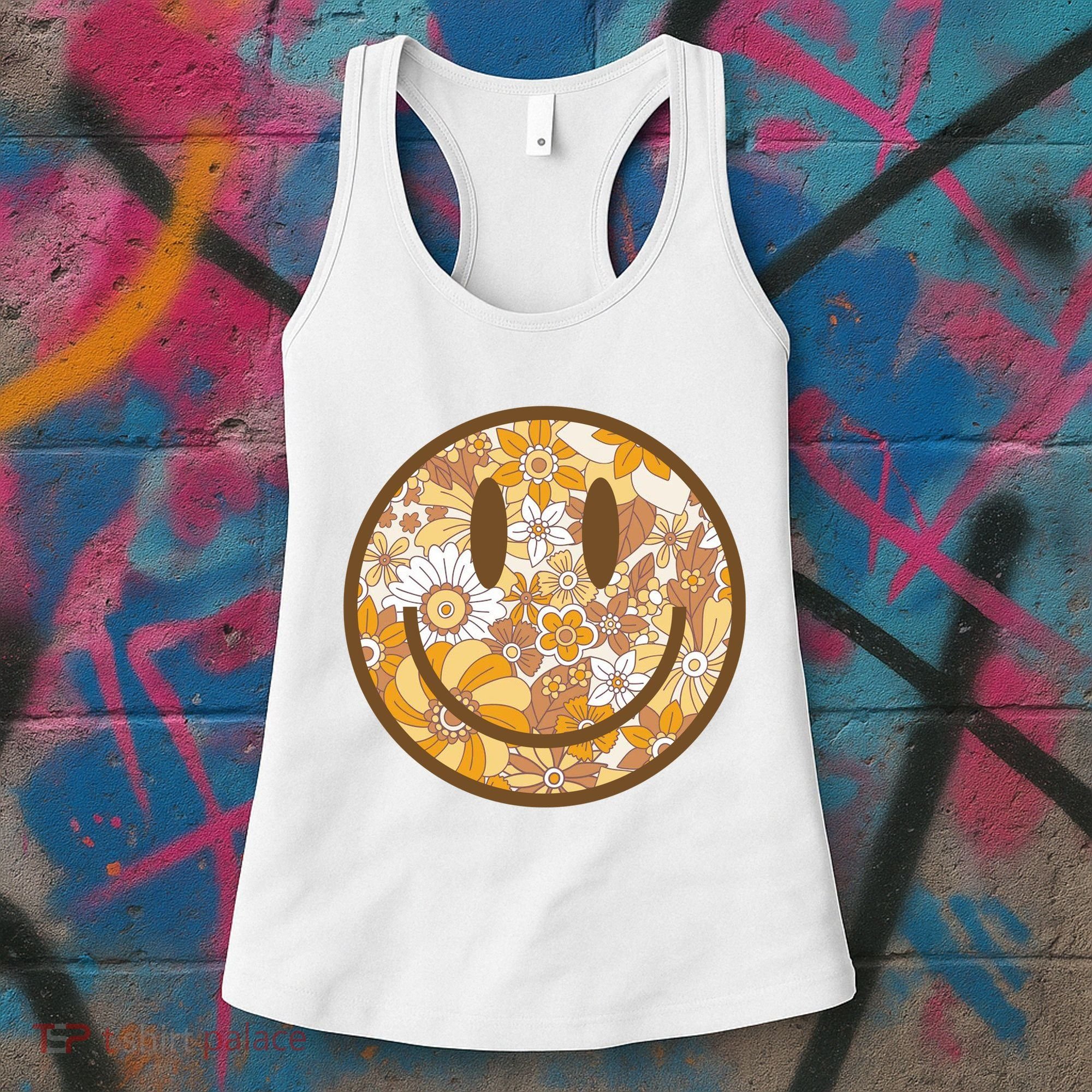 Floral Smiley Cute Gift Women's Tank Top