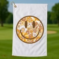 Floral Smiley Cute Gift Golf Towel thumb 1
