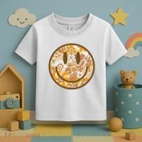 Floral Smiley Cute Gift Toddler T-Shirt thumb 3