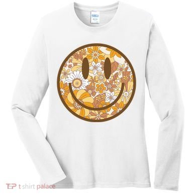 Floral Smiley Cute Gift Women's Long Sleeve Shirt