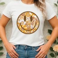 Floral Smiley Cute Gift Women's T-Shirt thumb 2
