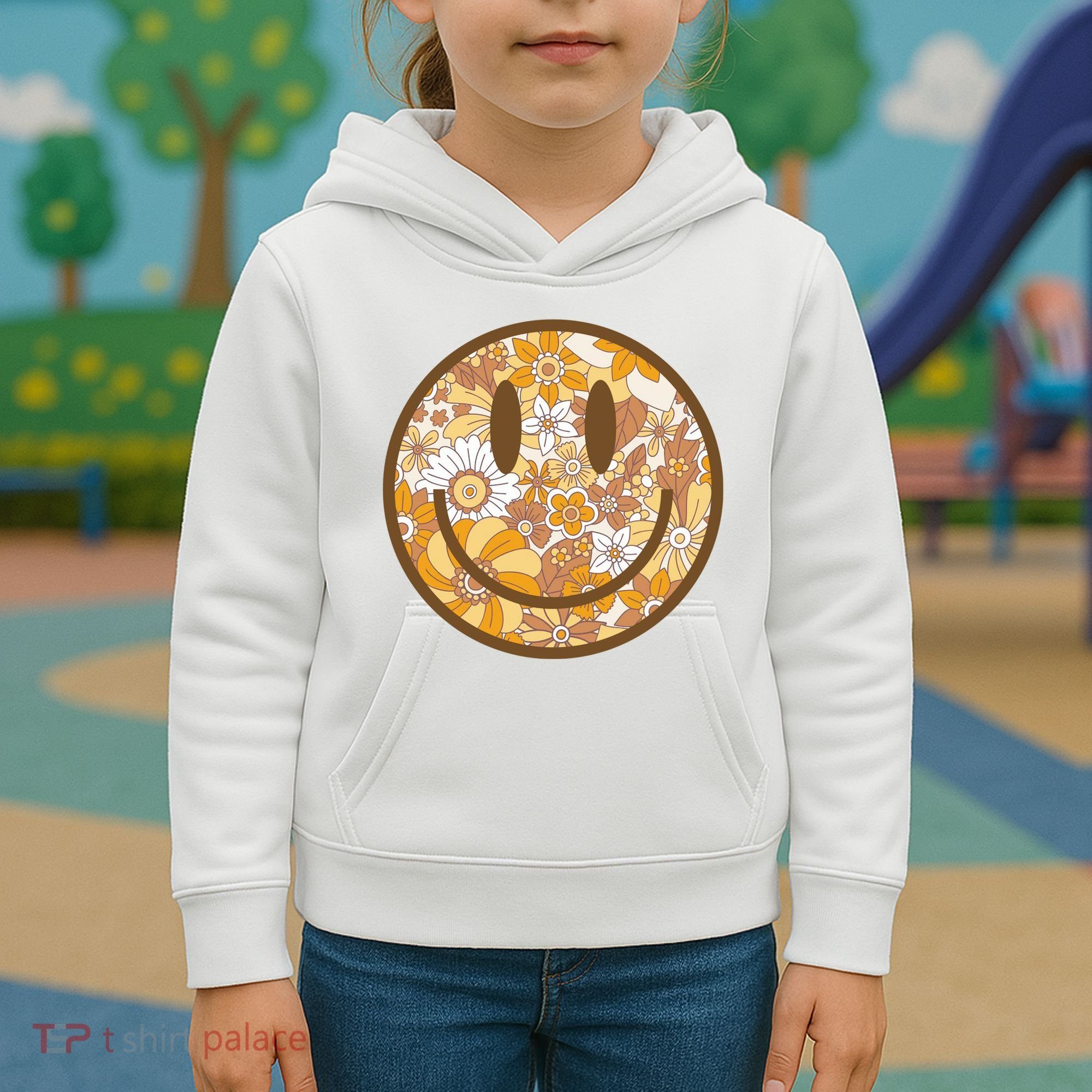 Floral Smiley Cute Gift Kids Hoodie