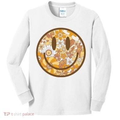 Floral Smiley Cute Gift Kids Long Sleeve Shirt