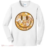 Floral Smiley Cute Gift Kids Long Sleeve Shirt thumb 0
