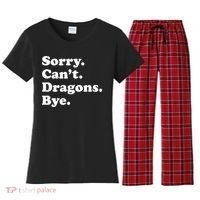 Funny Sorry Cant Dragons Bye Funny Dragon Gift Women's Flannel Pajama Set thumb 0