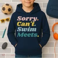 Funny Sorry Can't Swim Meets Bye Swimming Kids Hoodie thumb 2