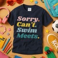 Funny Sorry Can't Swim Meets Bye Swimming Kids T-Shirt thumb 3