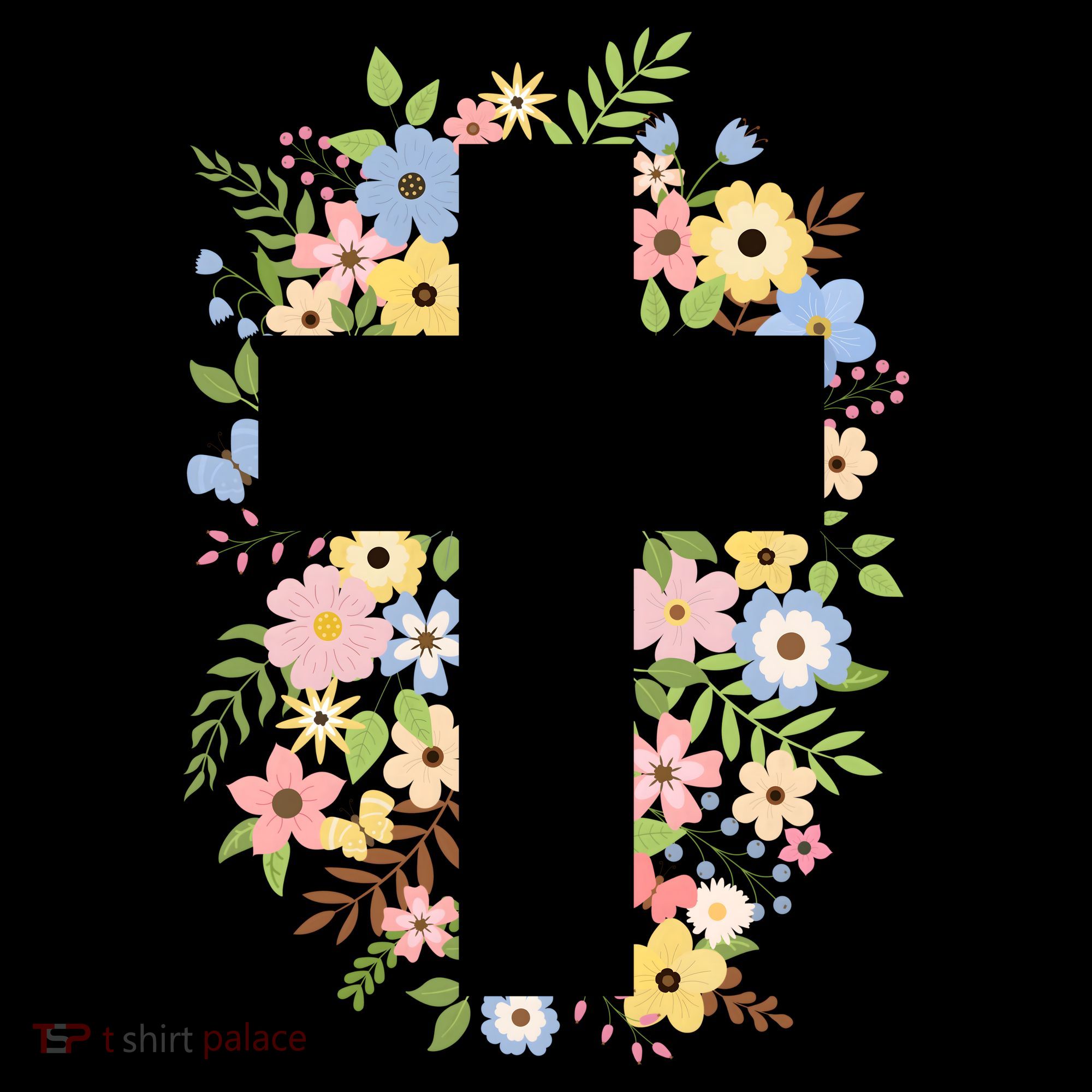 Floral Spring Cross Christianity USA-Made Doggie Bandana
