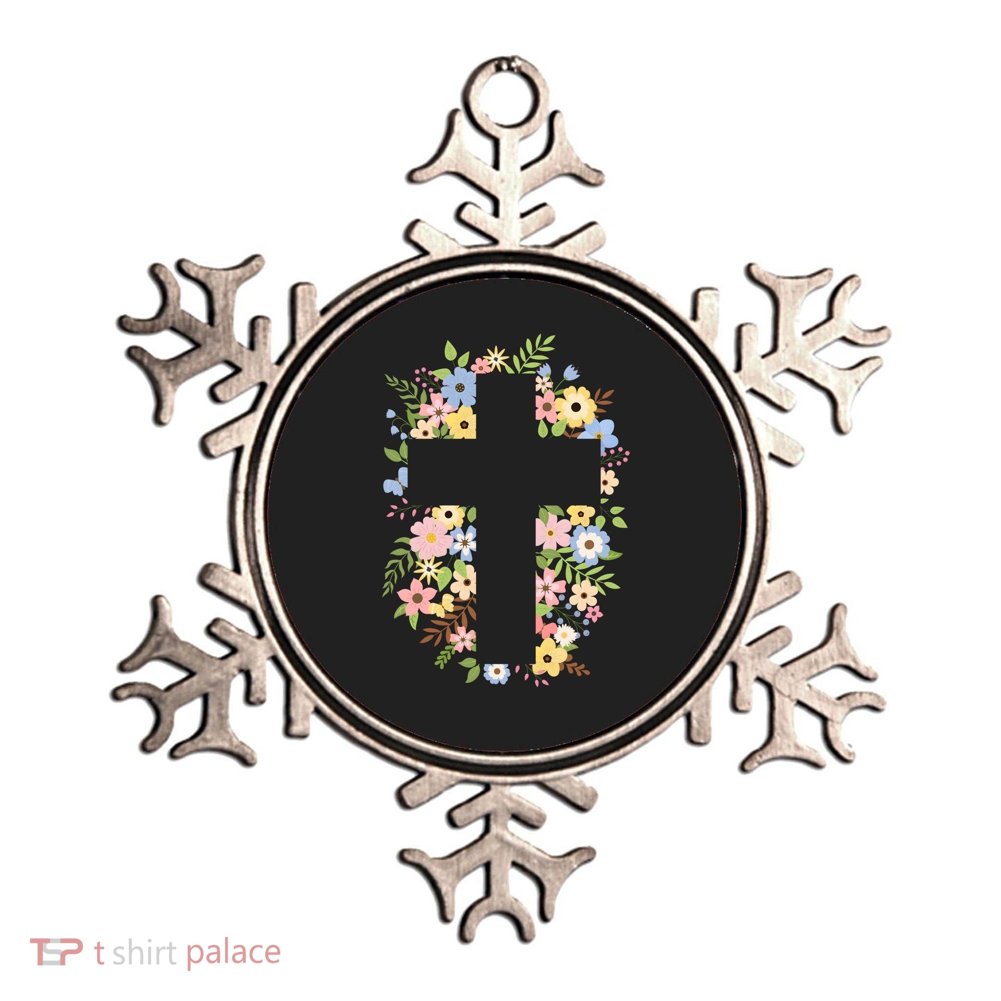Floral Spring Cross Christianity Ornament