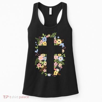 Floral Spring Cross Christianity Women's Tank Top