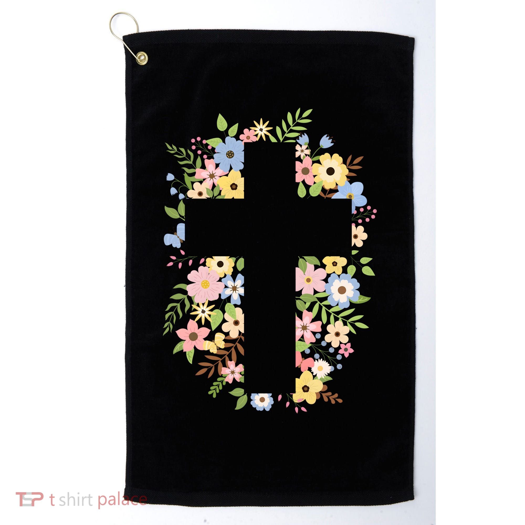 Floral Spring Cross Christianity Golf Towel