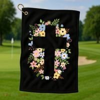 Floral Spring Cross Christianity Golf Towel thumb 1