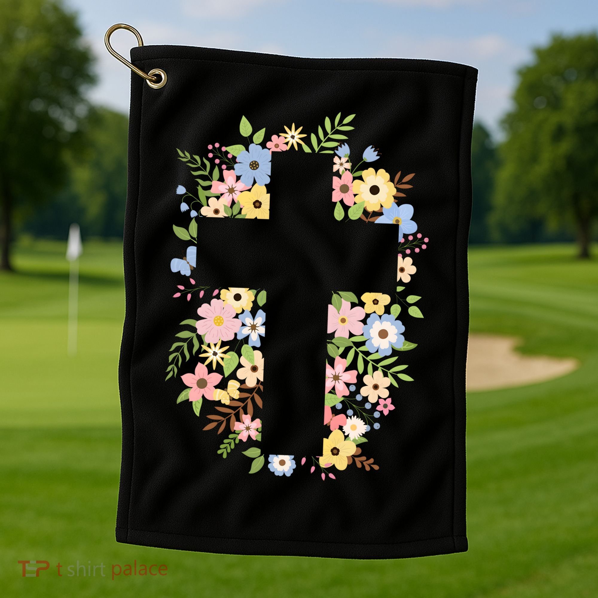 Floral Spring Cross Christianity Golf Towel