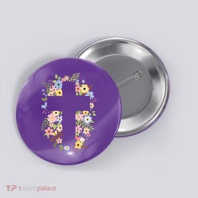 Floral Spring Cross Christianity Button