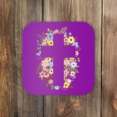 Floral Spring Cross Christianity Coaster