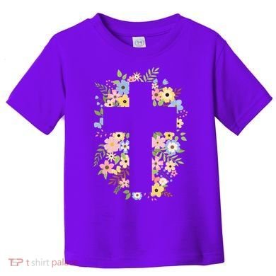 Floral Spring Cross Christianity Toddler T-Shirt