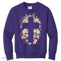 Floral Spring Cross Christianity Kids Sweatshirt thumb 0