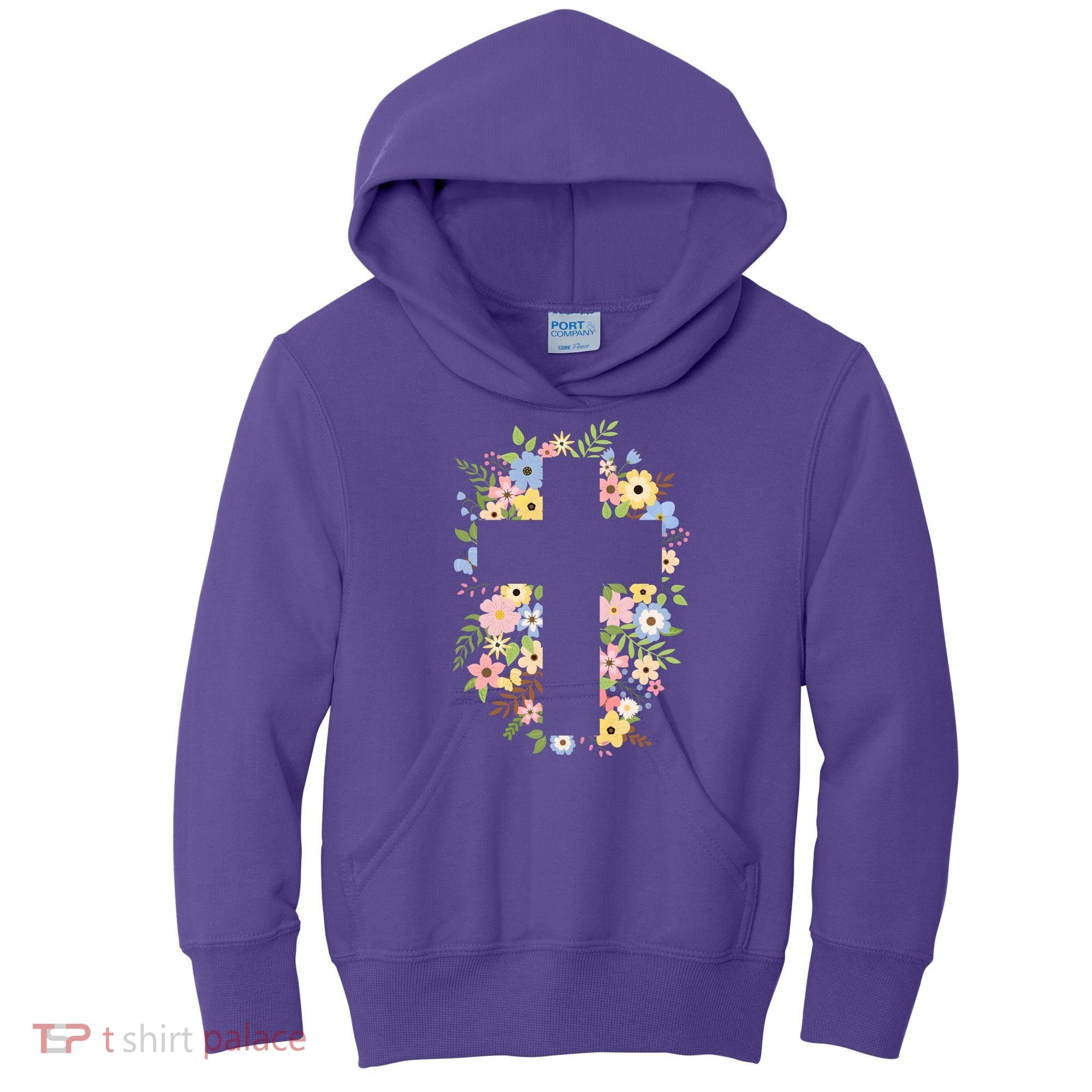Floral Spring Cross Christianity Kids Hoodie
