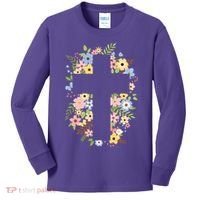Floral Spring Cross Christianity Kids Long Sleeve Shirt thumb 0