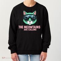 Funny Skiing Cat The Meowtains Are Calling Ski Women's Sweatshirt thumb 0