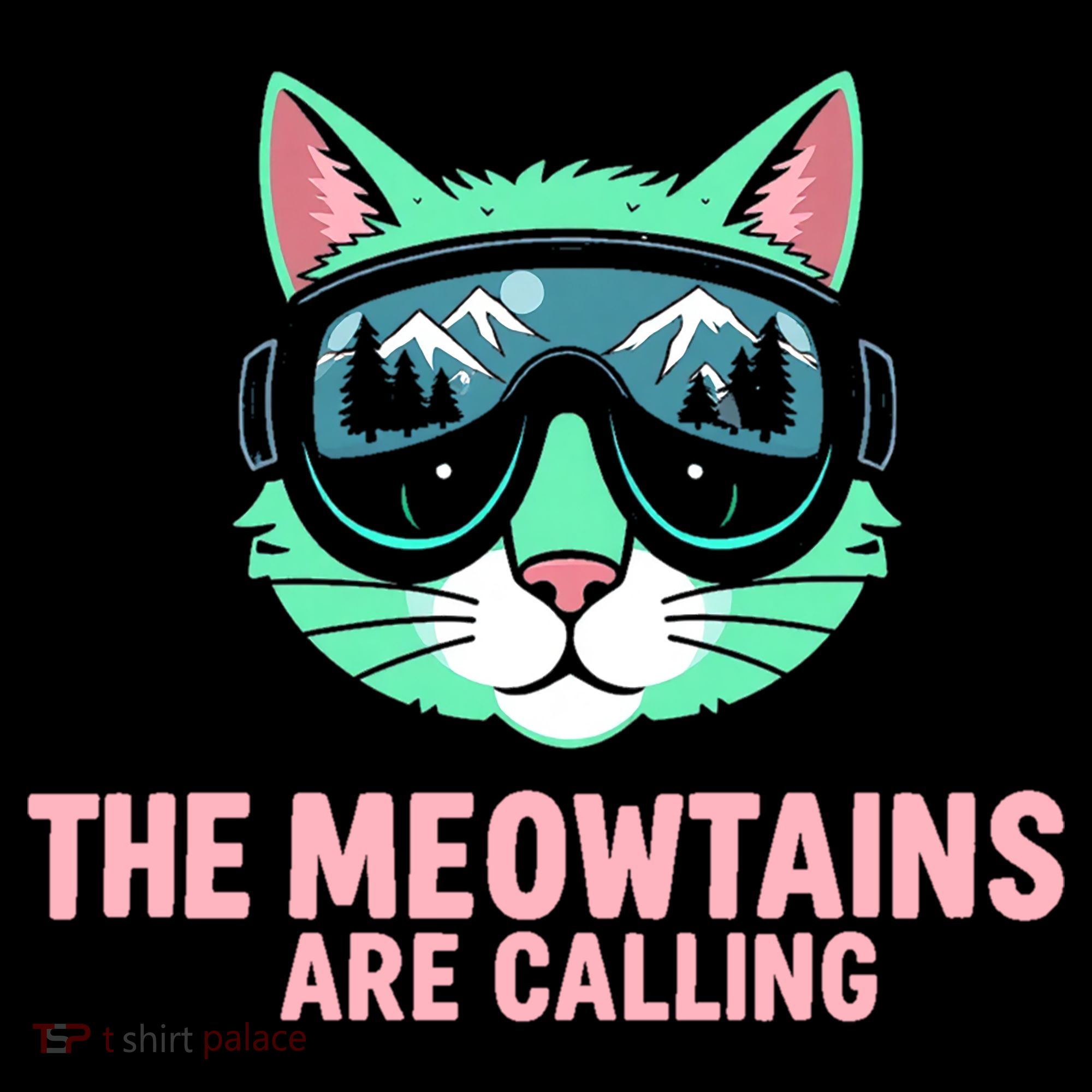 Funny Skiing Cat The Meowtains Are Calling Ski Doggie Tank
