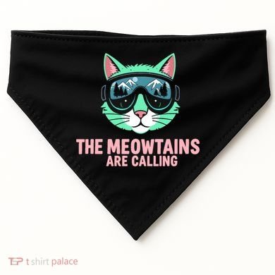 Funny Skiing Cat The Meowtains Are Calling Ski USA-Made Doggie Bandana