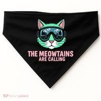 Funny Skiing Cat The Meowtains Are Calling Ski USA-Made Doggie Bandana thumb 0