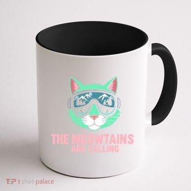 Funny Skiing Cat The Meowtains Are Calling Ski Coffee Mug back