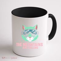 Funny Skiing Cat The Meowtains Are Calling Ski Coffee Mug thumb 1