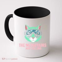 Funny Skiing Cat The Meowtains Are Calling Ski Coffee Mug thumb 0
