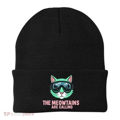 Funny Skiing Cat The Meowtains Are Calling Ski Beanie